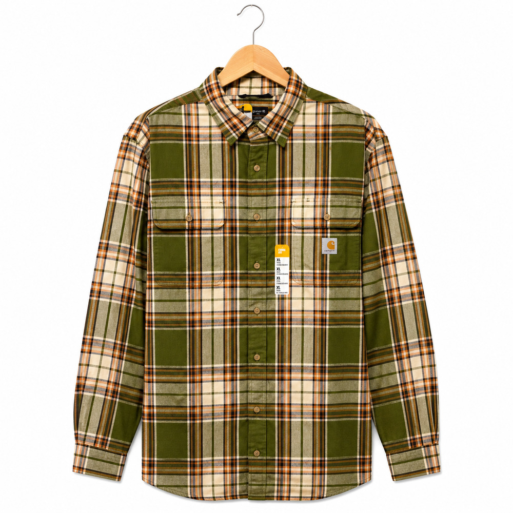 Carhartt Mens Flannel Size XL Tall Loose Fit Heavyweight Long Sleeve Plaid NWT